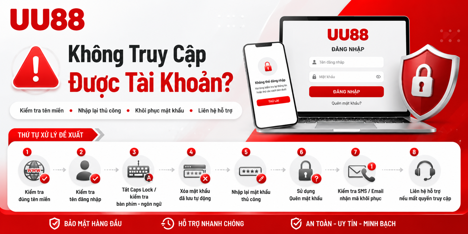Không truy cập được tài khoản UU88 nên làm gì ?